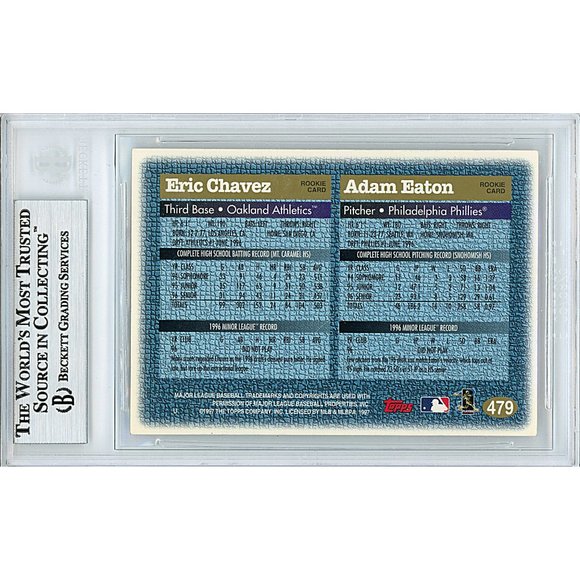 Eric Chavez Adam Eaton Duo Signed 1997 Topps Baseball Card A's Beckett Autograph - Picture 3 of 6